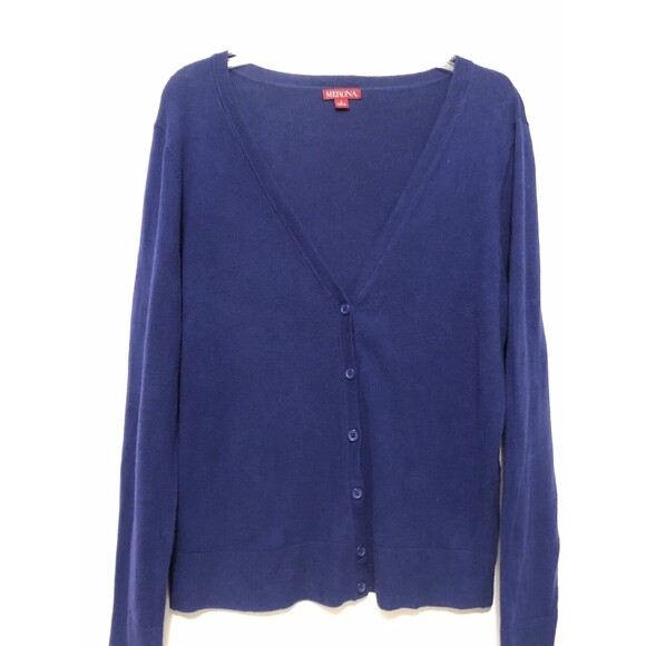 Merona Blue Cardigan Sweater Large Womans Ladies Button Up - Picture 1 of 2